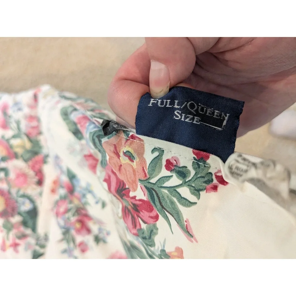 RALPH LAUREN Elaine Set Floral Quilted Queen Comforter + 2 Ruffle Shams